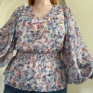Nordstrom | Floral V Neck Long Sleeve Blouse